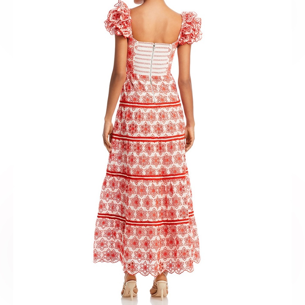 🔖 NWT $795 Alice + Olivia Tawney Eyelet Tiered Maxi Dress - Picture 2 of 12